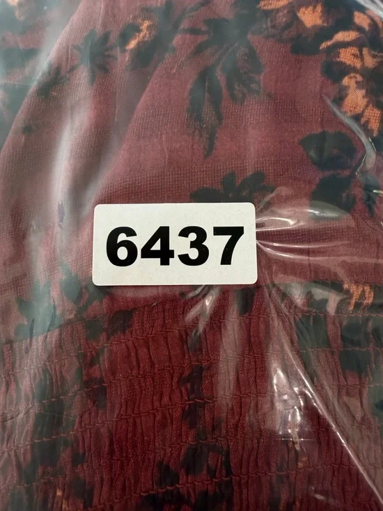 Free People Jaymes Maxi Dress Burgundy Floral Smocked Long Sleeve 36437 - Picture 11 of 11